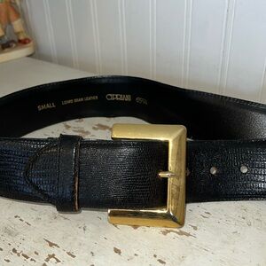 Vintage Cipriani wide Y2K lizard grain leather belt